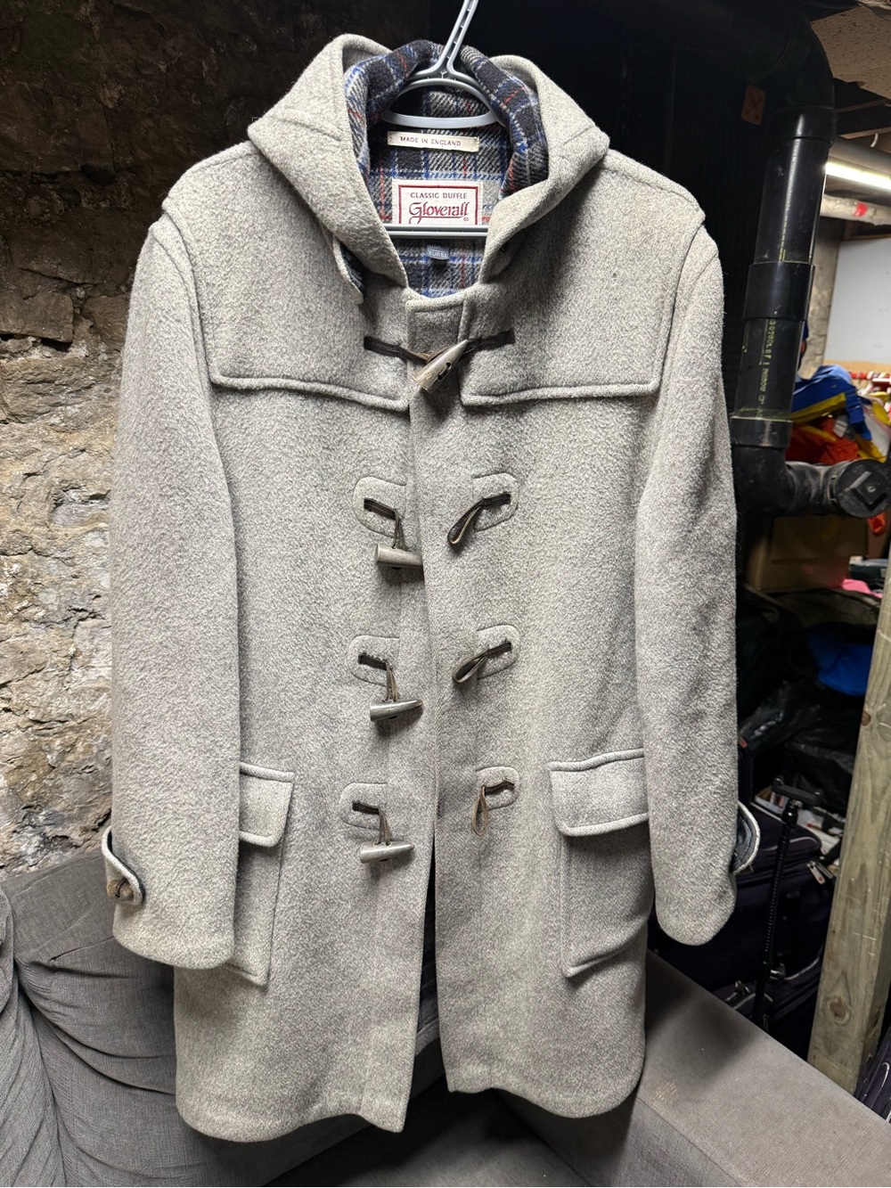 Vintage 1990s light-grey wool Gloverall duffle coat size 42